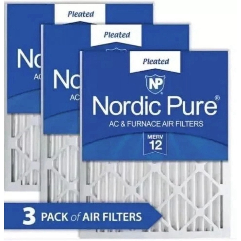 Nordic Pure Merv 12 Pleated 16x20x2 AC & Furnace Air Filters (3 PACK)